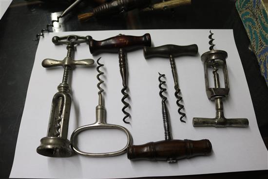 Two double helix corkscrews and other various corkscrews